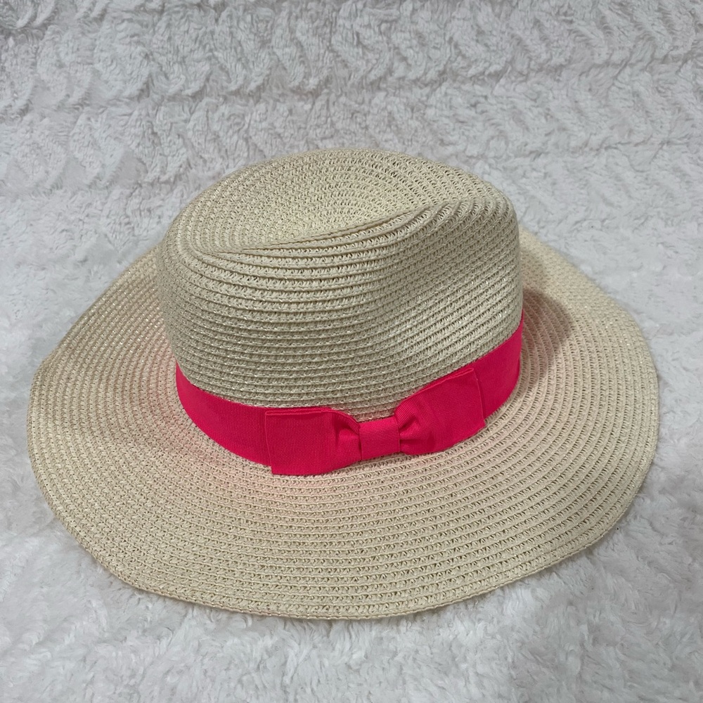 David and Young Straw Hat with Pink Ribbon